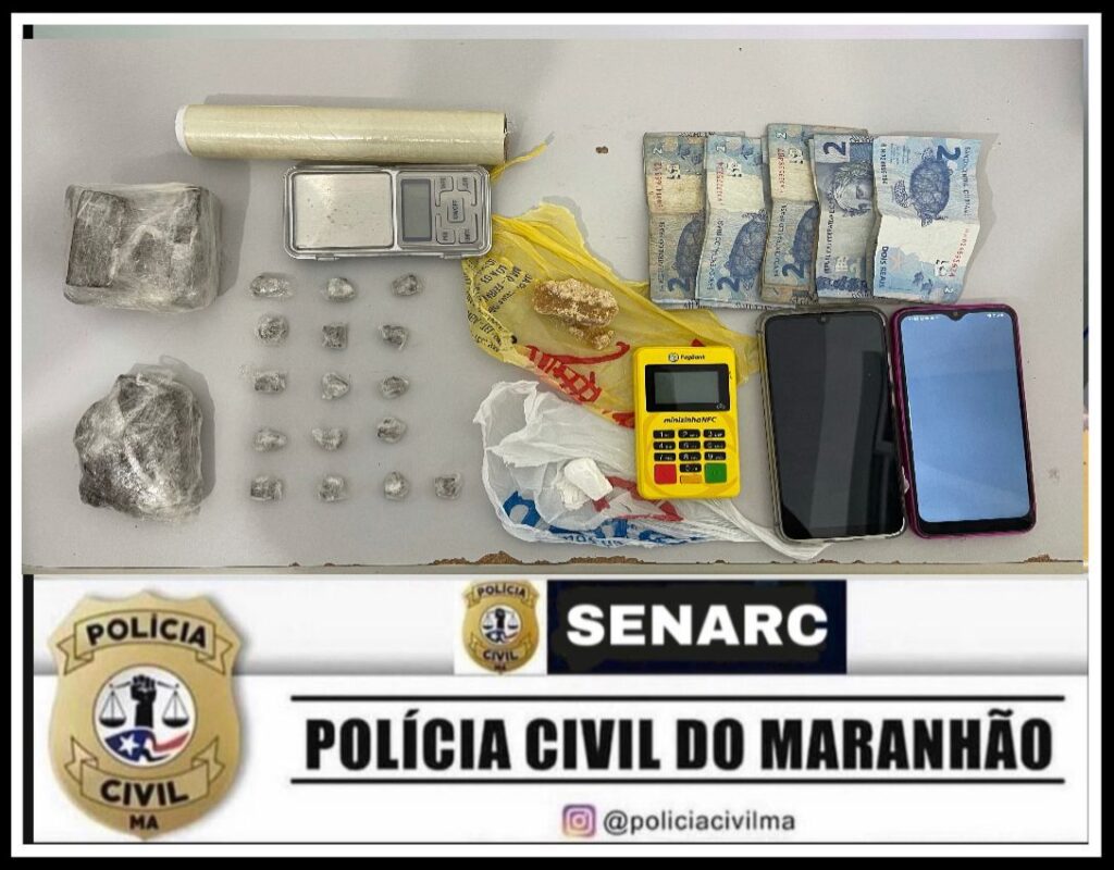 Polícia civil efetuou a prisão em flagrante de acusado de tráfico de drogas em São José de Ribama